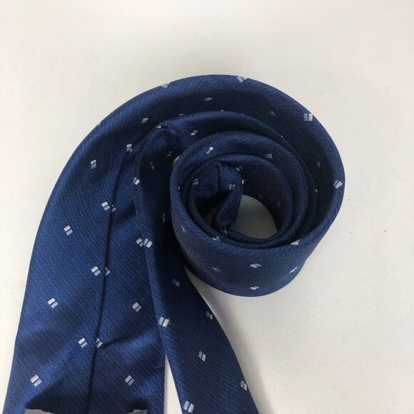 Van Heusen Mens Necktie Classic Blue Polyester Embroidered Box Print - Picture 6 of 7